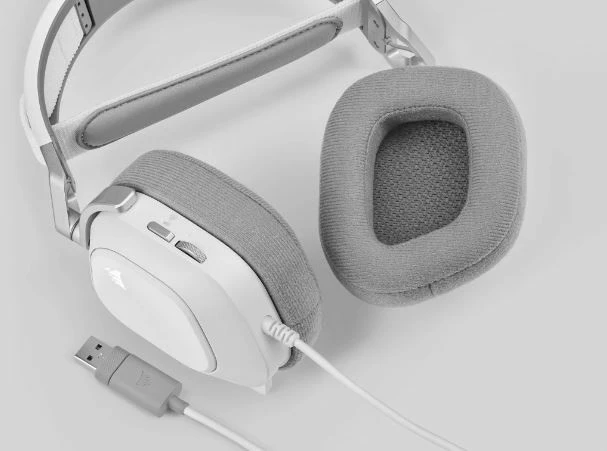 Kufje Corsair HS80 RGB USB me mikrofon, për gaming, të bardha