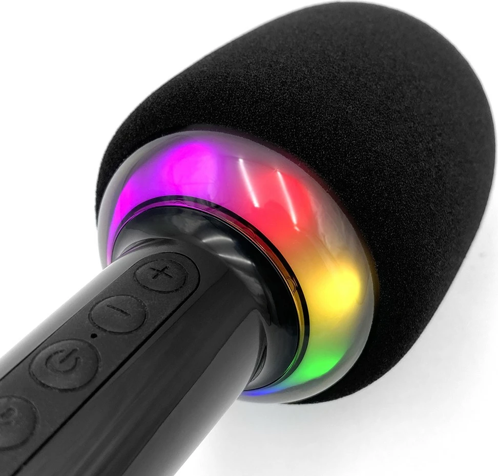 Mikrofon karaoke me altoparlant Bluetooth Media-Tech MT399, i zi, me drita LED