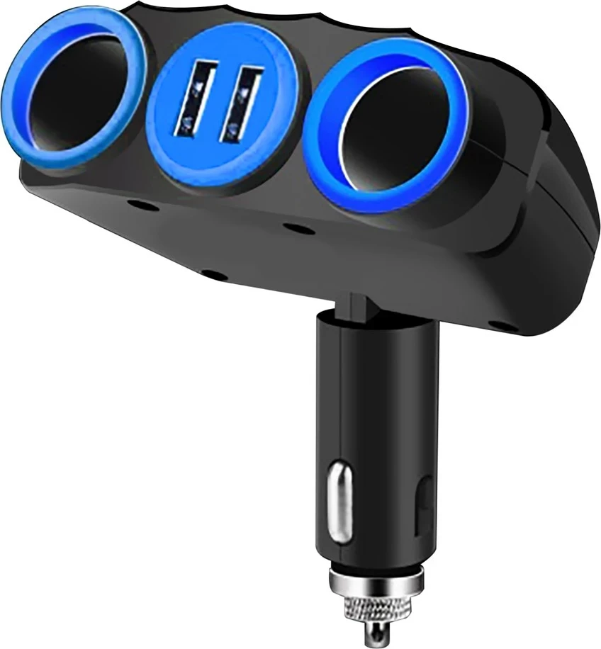 Ndajës Vakoss TP-3268K për prizë cigarosh me 2xUSB, i zi