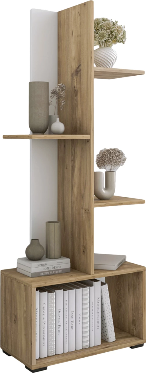 Raft librash TRIVIO FH18195.03 melaminë, ngjyrë e bardhë dhe jeshile Atlantis, 50x25x127H cm