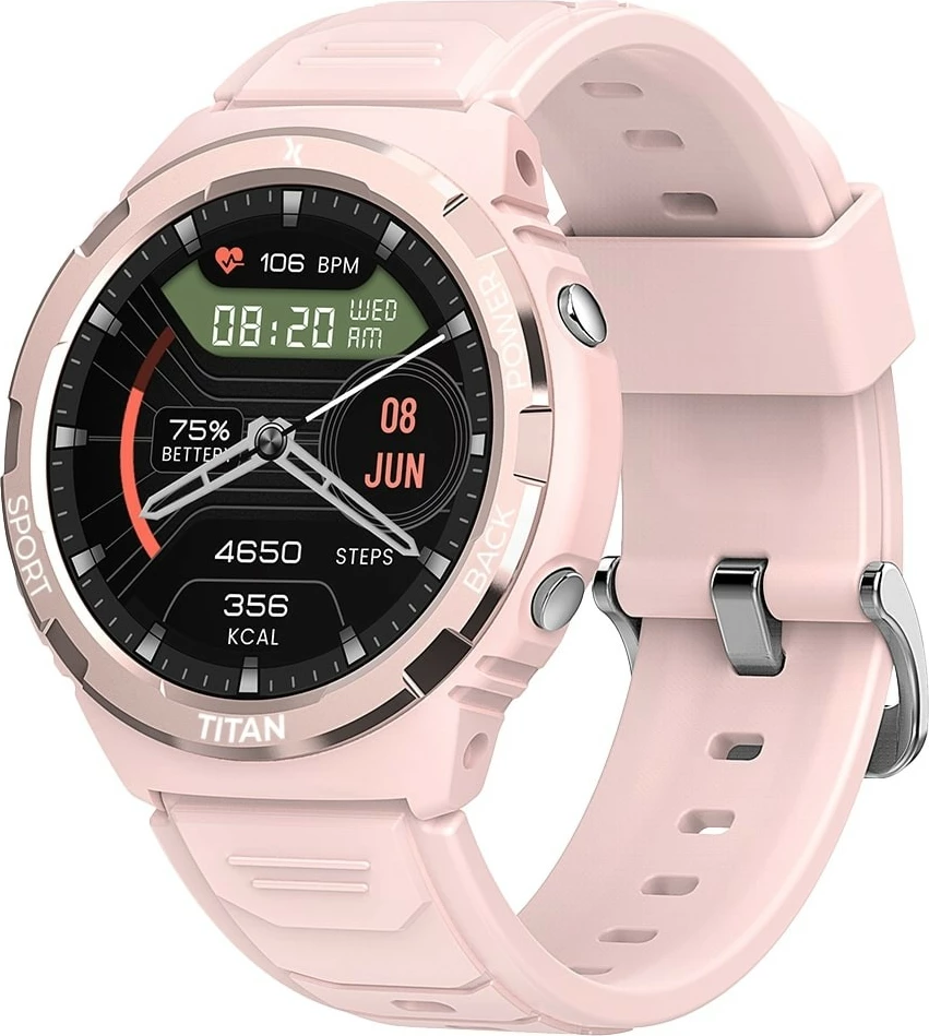 Smartwatch Maxcom FW100 Titan Valkiria, 1.3" AMOLED, 64 MB, Bluetooth, Rozë
