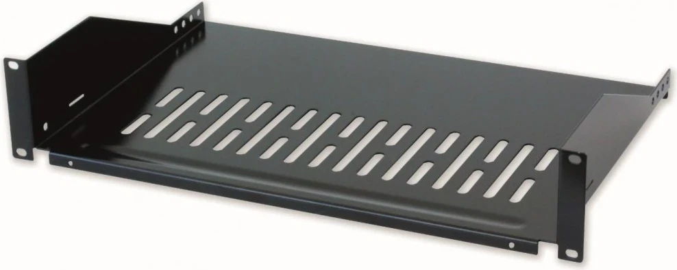 Raf Intellinet 919562, 2U 400mm për Kasë 19", me 2 pika fiksimi, i perforuar, ngjyrë e zezë