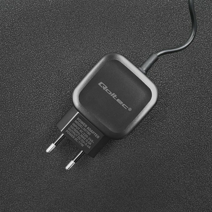 Adapter karikimi mur Qoltec 50190, 17W, 5V, 3.4A, USB + USB Type-C, i zi