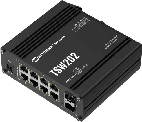 Switch Teltonika TSW202, Managed, L2, Gigabit Ethernet, PoE, Alumini, Blu