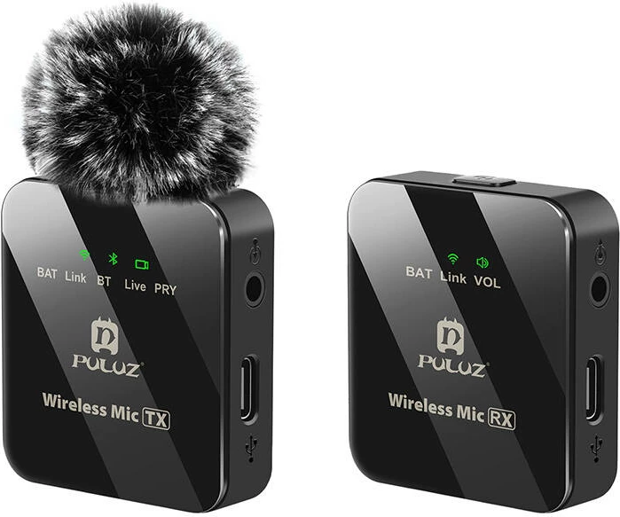 Mikrofon lavalier wireless Puluz PU3153B, 1 TX + 1 RX, i zi