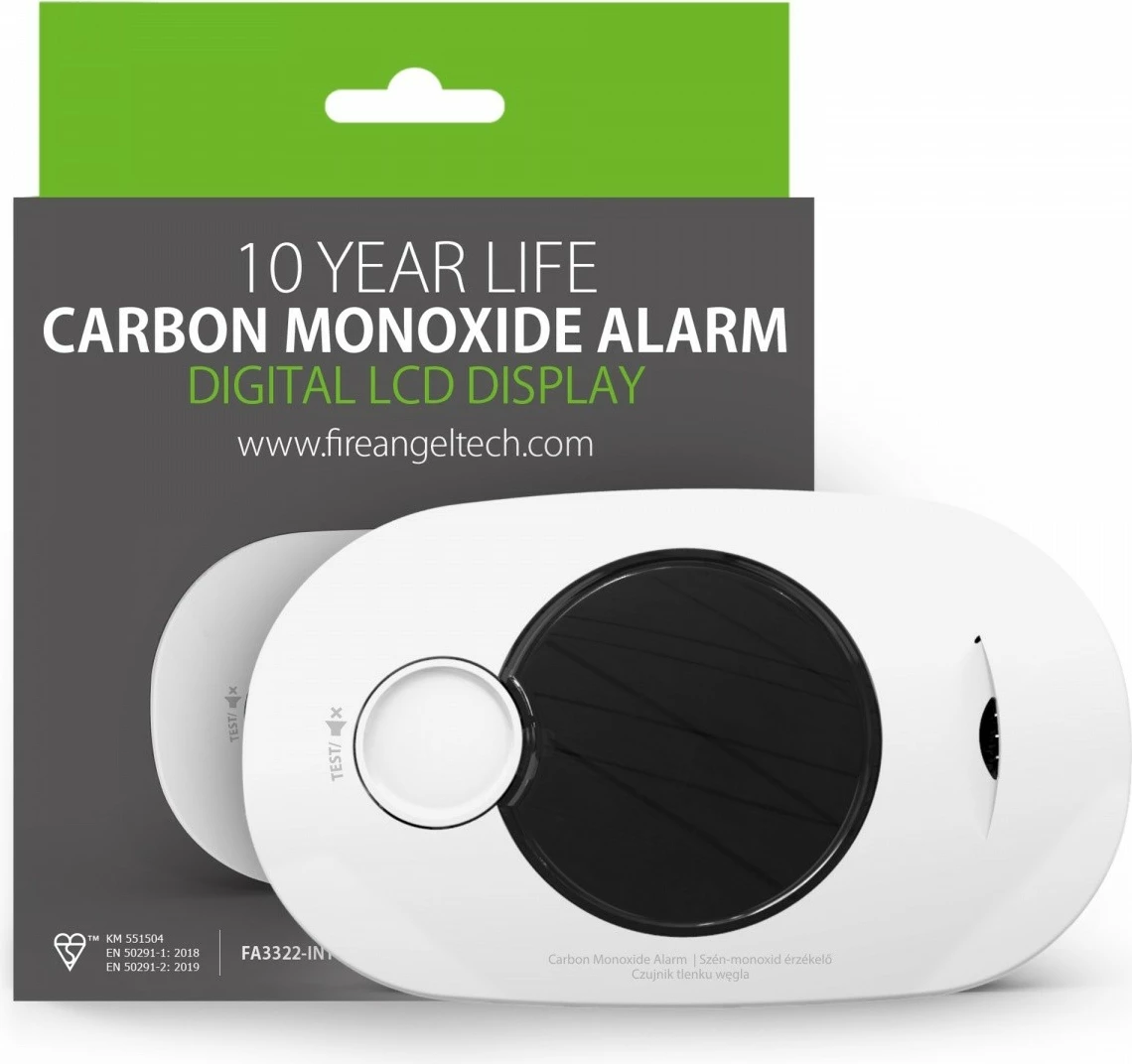 Sensor monoksidi FireAngel FA3322-INT me ekran dhe bateri të integrume, Bardhë