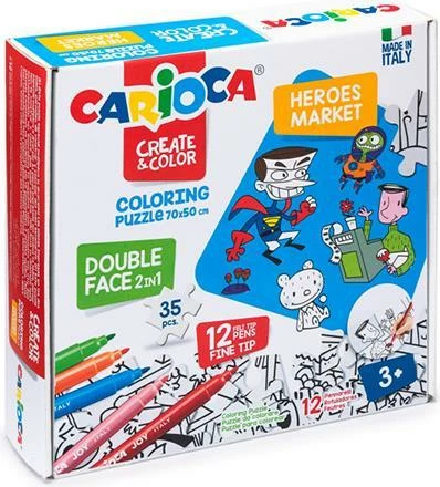 Puzzle ngjyrosës Carioca 2në1 Heros - Market 35 copë 70x35cm