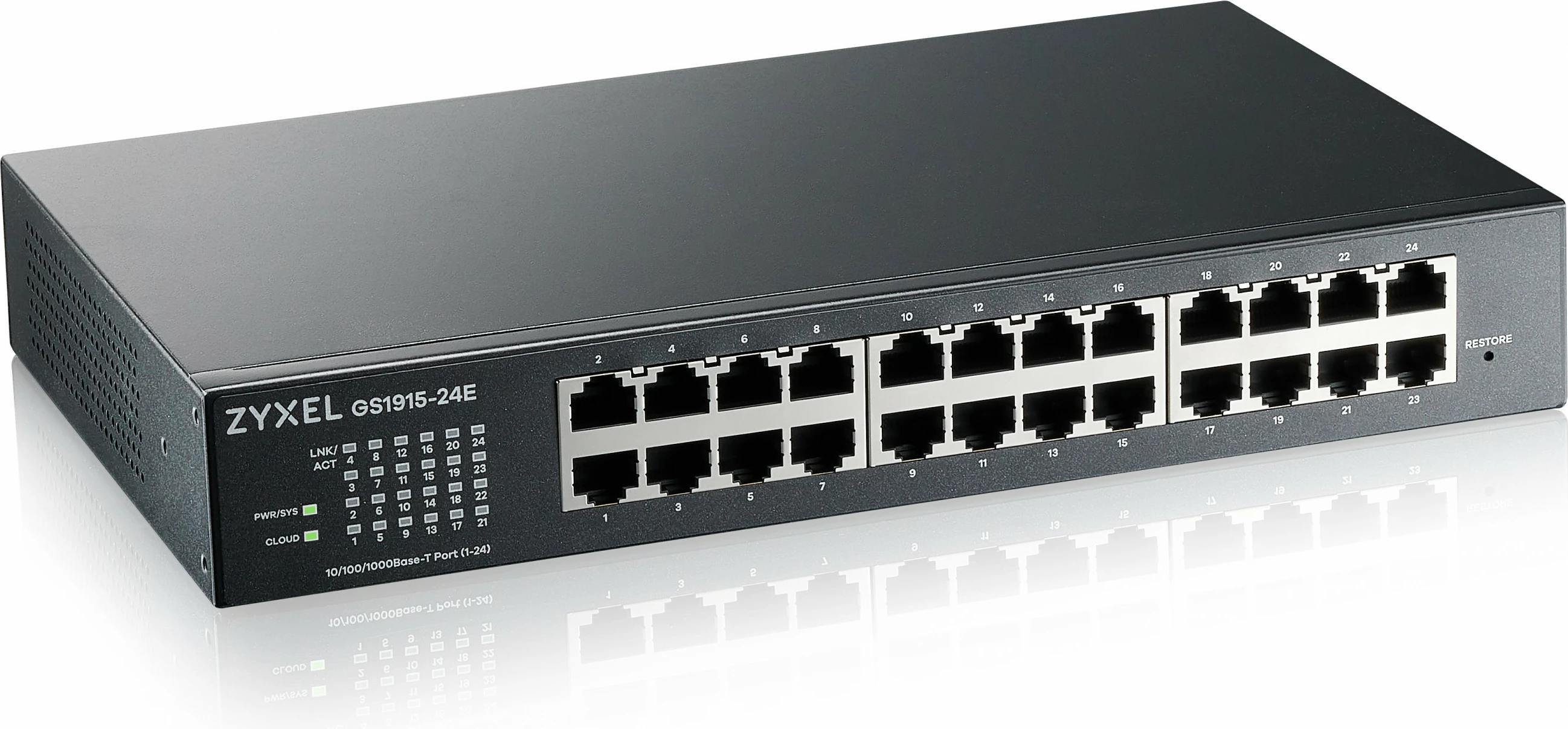 Switch Zyxel GS1915-24E, Managed, L2, Gigabit Ethernet, 24 porte, montim në rack, 1U, montim në mur
