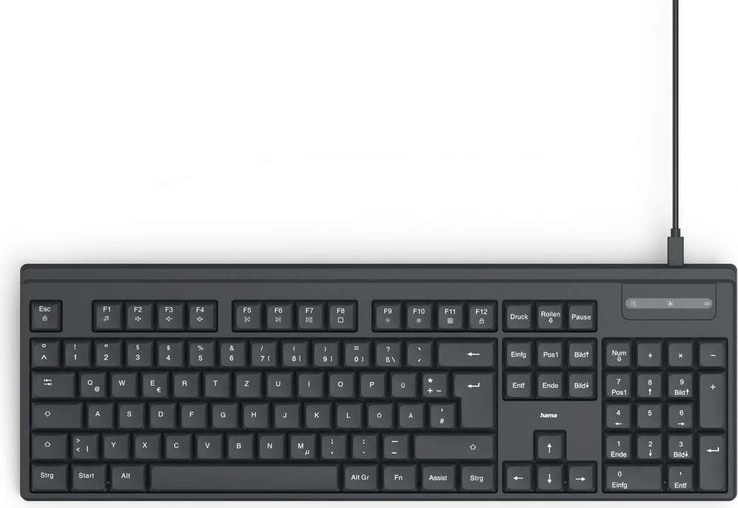 Tastierë Hama CK-100 me kabllo, USB-A/USB-C, e zezë