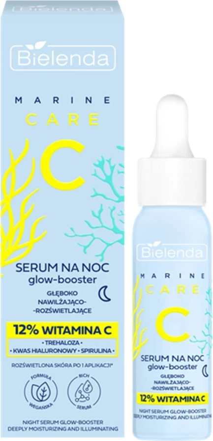 Serum për fytyrë Bielenda C Marine Care Serum Glow-Booster Deep Hydrating and Illuminating Night Serum për femra, 30ml