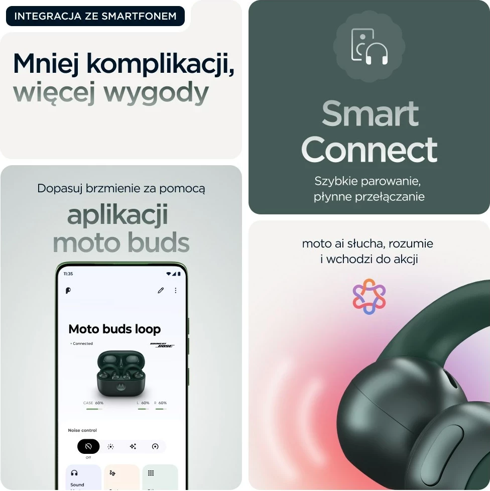Kufje Motorola moto buds loop, wireless, ear-hook, Bluetooth, e gjelbër