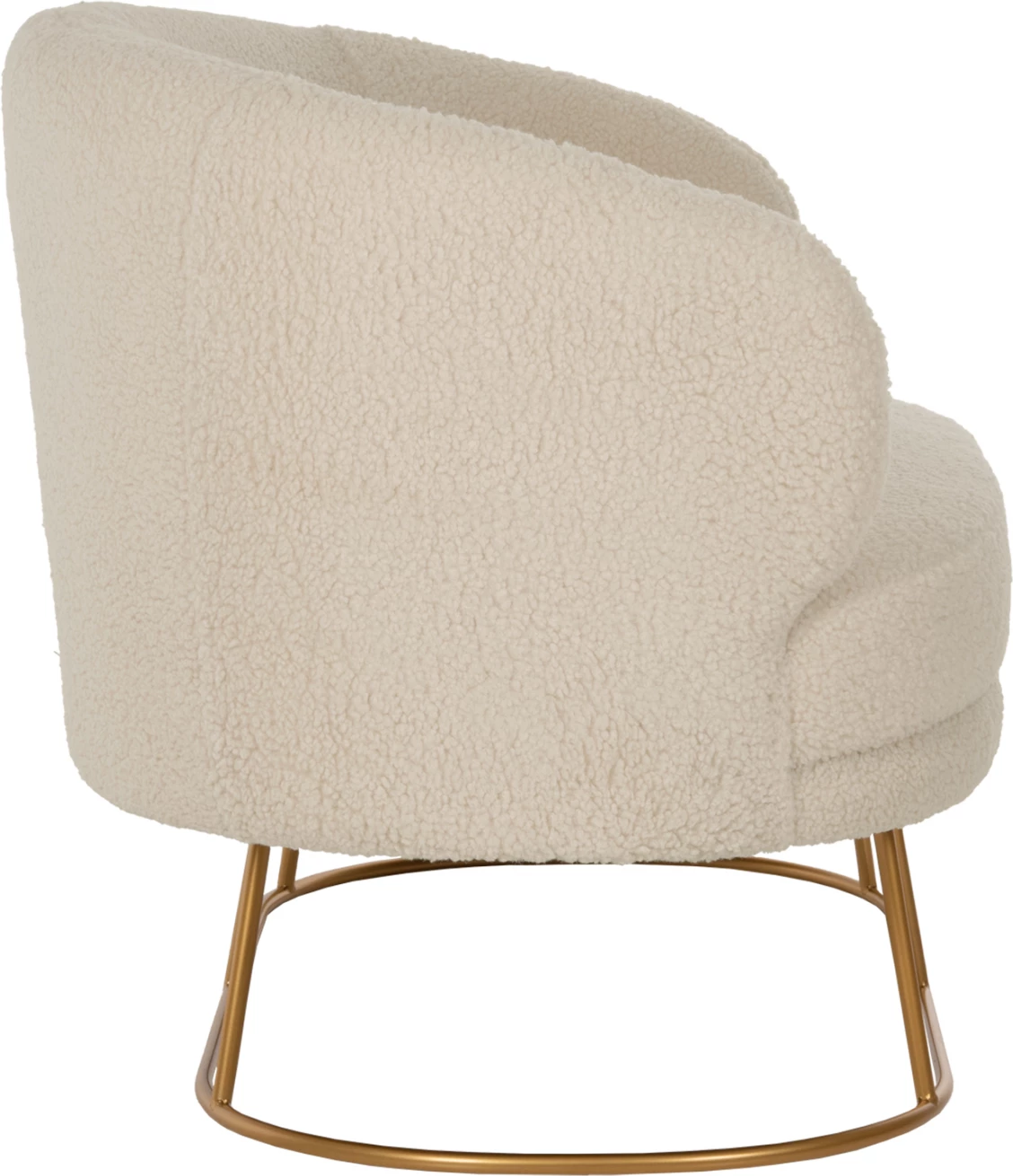 Divan dy vendësh ARIEN FH8492.20 pëlhurë boucle ngjyrë krem dhe bazë metalike e artë 130x75x85Hcm