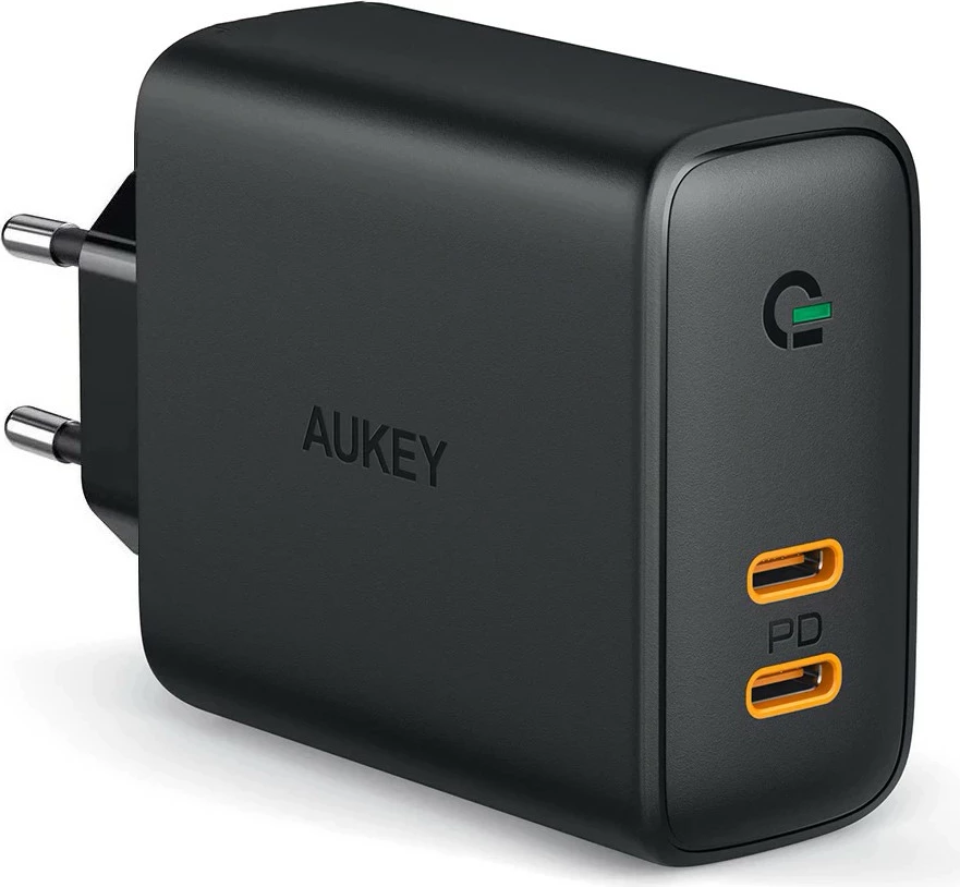 Karikues rrjeti AUKEY PA-D2, 2x USB-C PD 3.0, 36W, i zi
