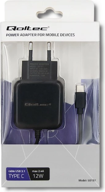 Karikues muri Qoltec 50197, 12W, USB Type C, i zi