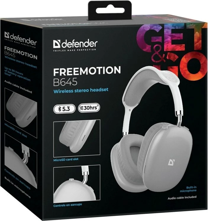Kufje wireless Defender FreeMotion B645, Bluetooth, Gri