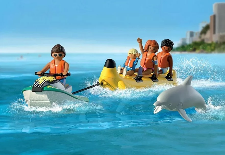 Set lodrash Playmobil My Life 71905 Banana Boat Ride me 4 figura dhe delfin