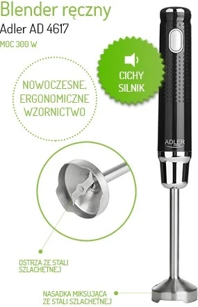 Blenderi zhytës Adler AD 4617, Zi dhe Argjendtë, 350 W