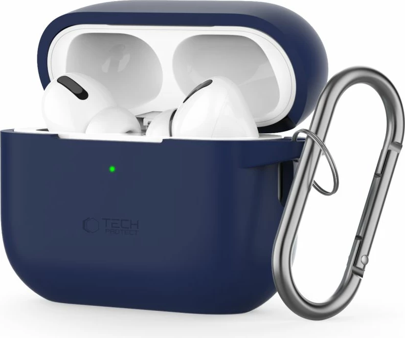 Mbështjellës Tech-Protect për AirPods Pro/Pro 2, silikon, kaltër, me karabiner