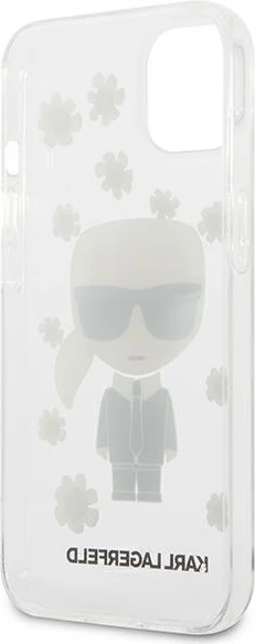 Mbështjellës Karl Lagerfeld KLHCP13SHFLT për iPhone 13 mini 5.4", Flower Ikonik Karl, Transparent