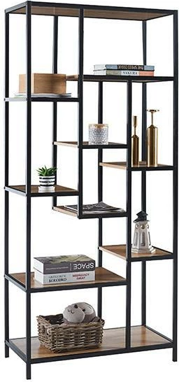 Raft nextdeco me kornizë metalike dhe rafte druri H180x80x40cm