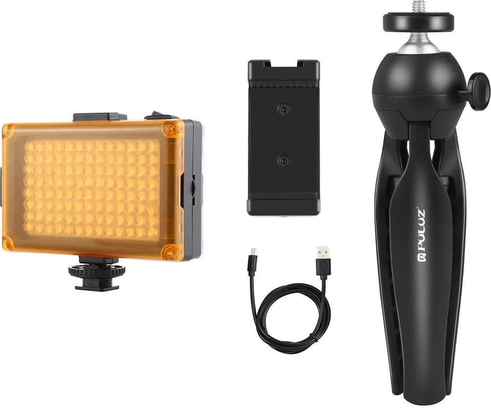 Set tripod Puluz PKT3131B me LED llampë dhe mbajtëse telefoni