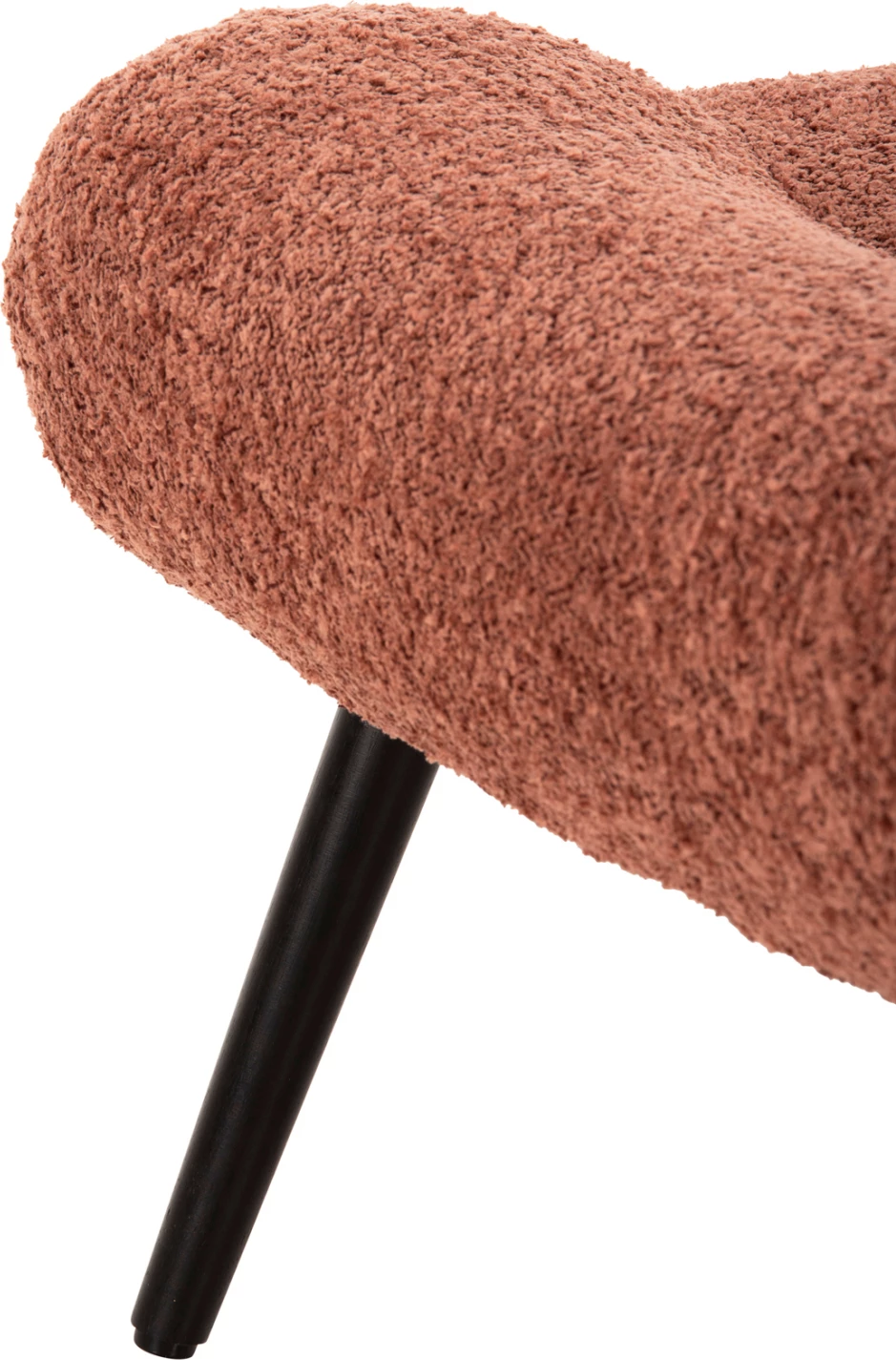 Karrige për këmbë KEMBA, FH9606.02, pëlhurë boucle rozë, këmbë druri të zeza, 68x58x40H cm