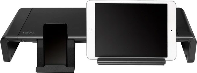 Mbajtës monitori LogiLink BP0140, ergonomik, i palosshëm, me sirtar dhe mbajtëse telefoni, i zi