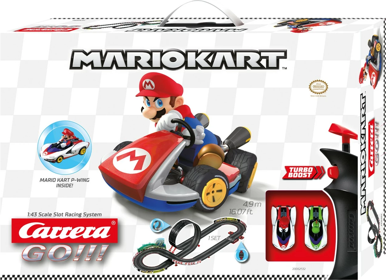 Set veturash dhe piste Carrera Mario Kart, 2 lojtarë, 6+ vjeç, ngjyra të ndryshme