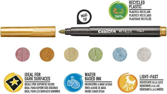 Markerë Carioca Metallic Maximarkers 6 Ngjyra Maxi Tip