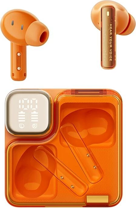 Kufje TWS QCY MeloBuds Neo T31, me ANC, Bluetooth 5.3, portokalli