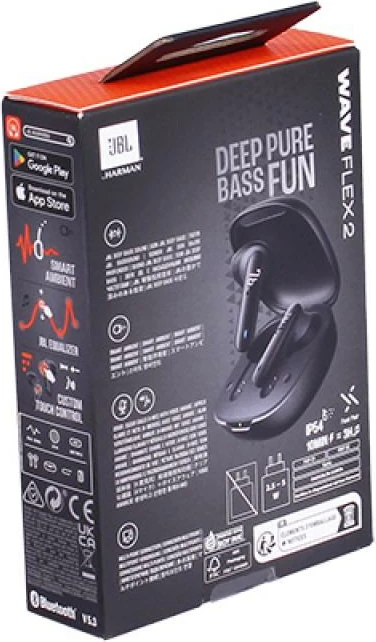 Kufje in-ear JBL Wave Flex 2 JBLWFLEX2BLK, Bluetooth, Smart Ambient, 40 orë bateri, të zeza