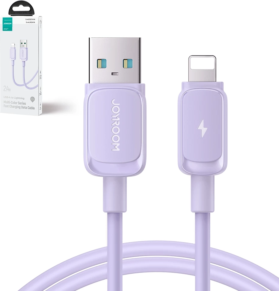 Kabllo Joyroom Multi-Color Series A14, Lightning në USB-A, 1.2m, 2.4A, vjollcë