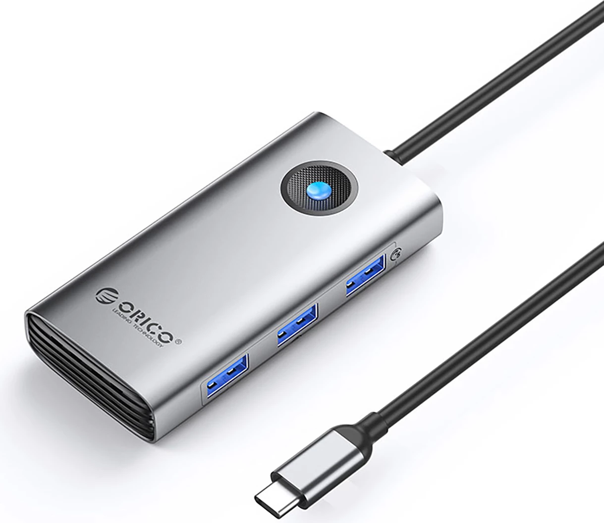 Kasë Orico PW11-6P, 6 porte, USB-C Hub, 3x USB-A 3.0, 1x USB-C 3.0, 1x HDMI, 100W PD, Gri