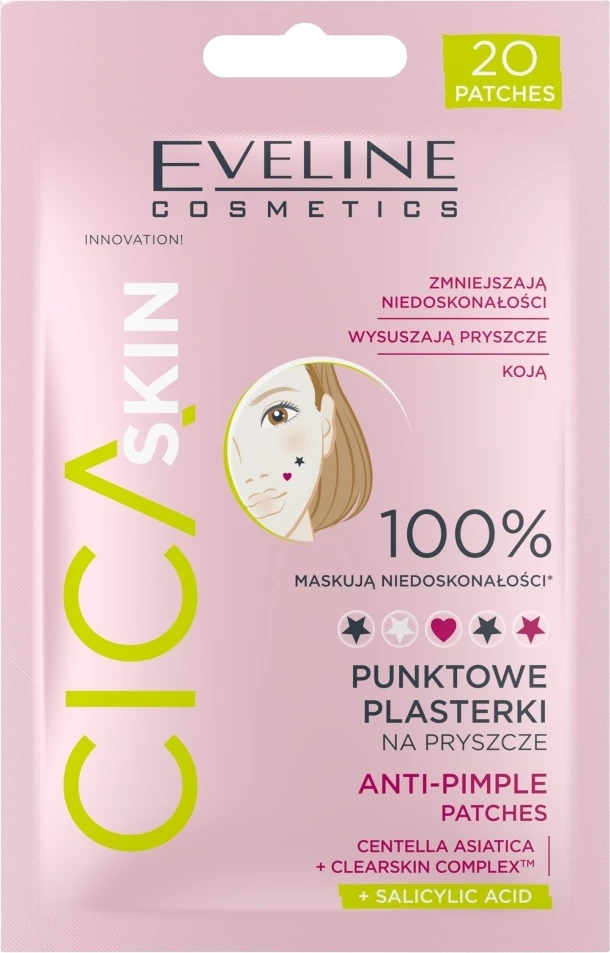 Plaster për puçrra Eveline Cosmetics Cica Skin Spot Plasters, 20 copë