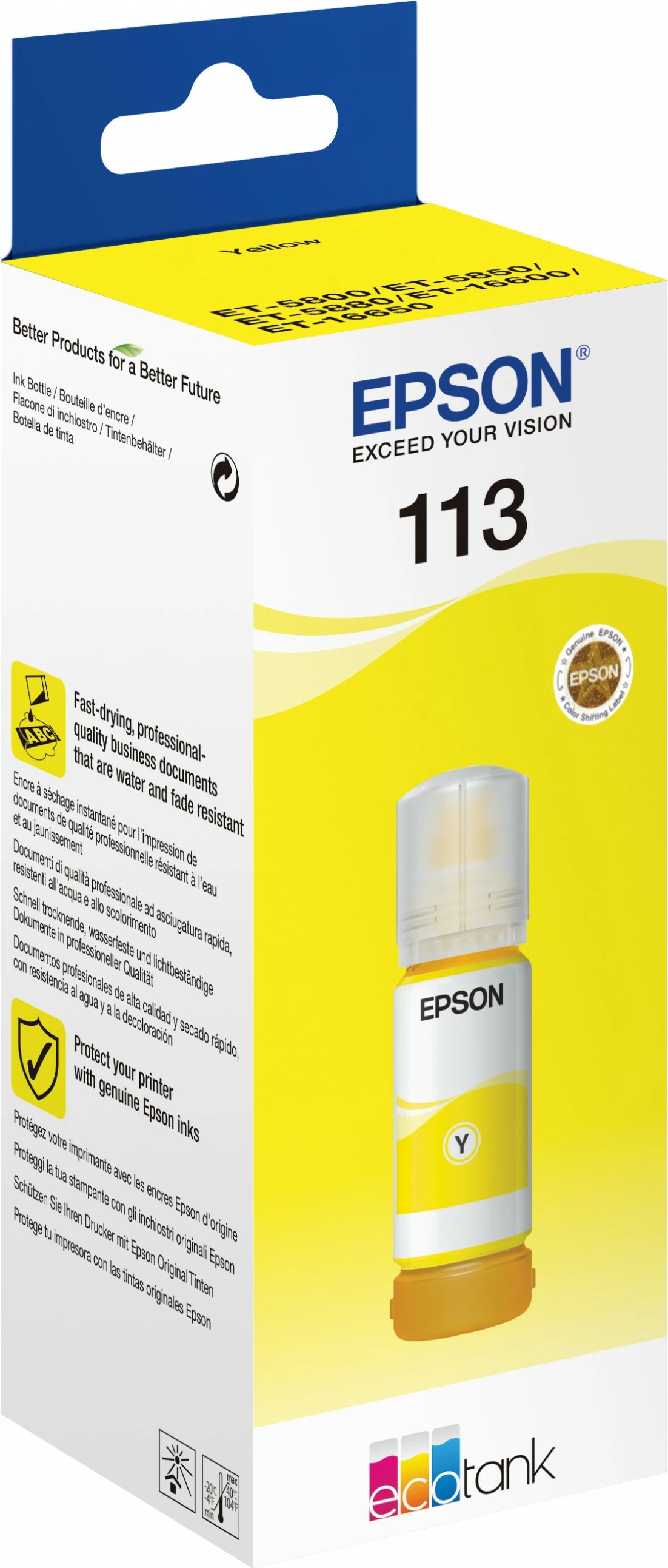 Bojë EcoTank Epson 113, Verdhë, 70 ml