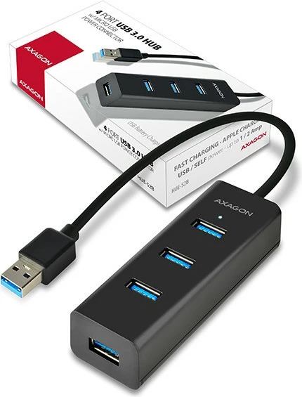 Hub USB AXAGON HUE-S2B, 4 porta, 30cm kabllo, i zi