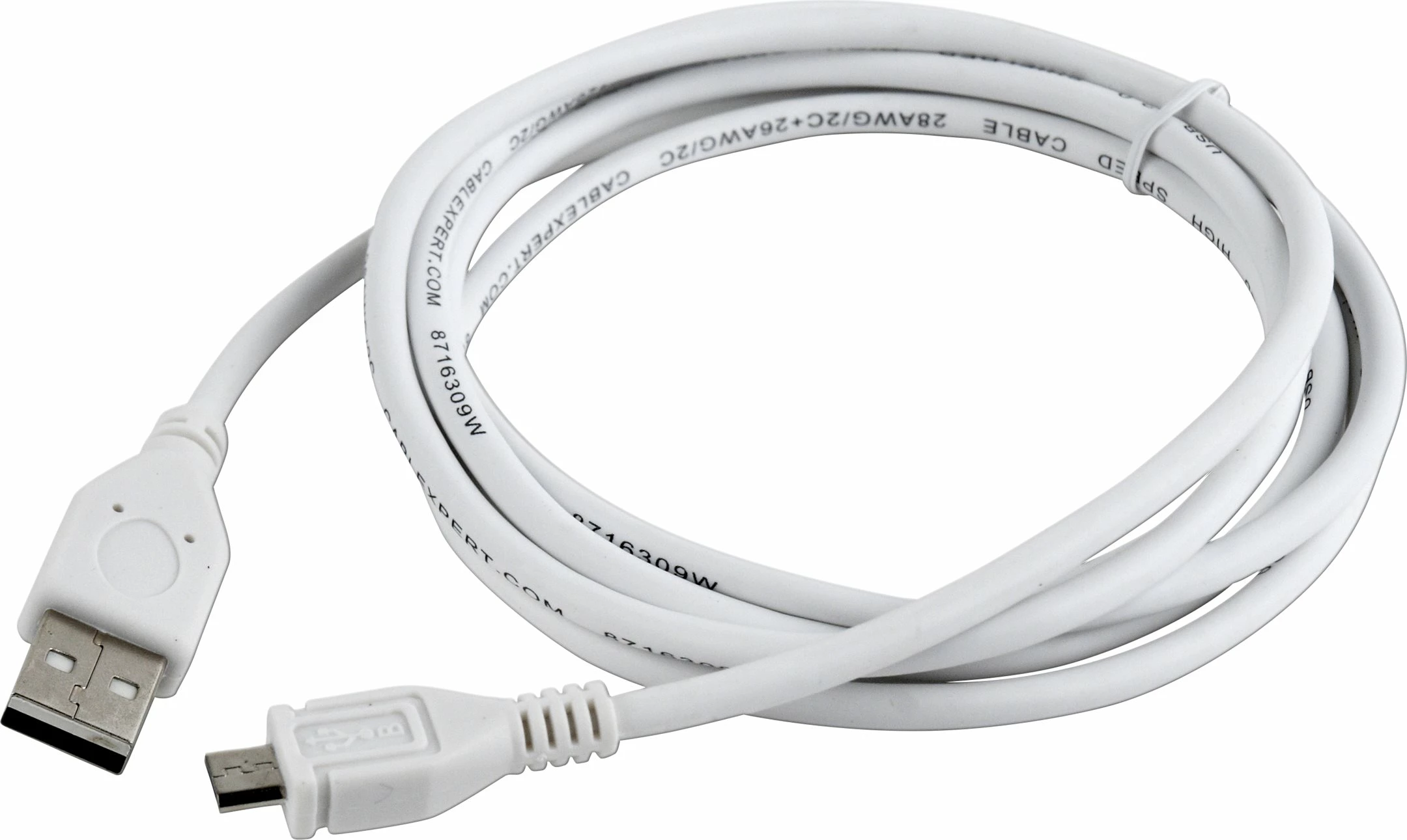 Kabllo USB Gembird CCP-mUSB2-AMBM-6-W, Micro-USB, 1.8m, Bardhë