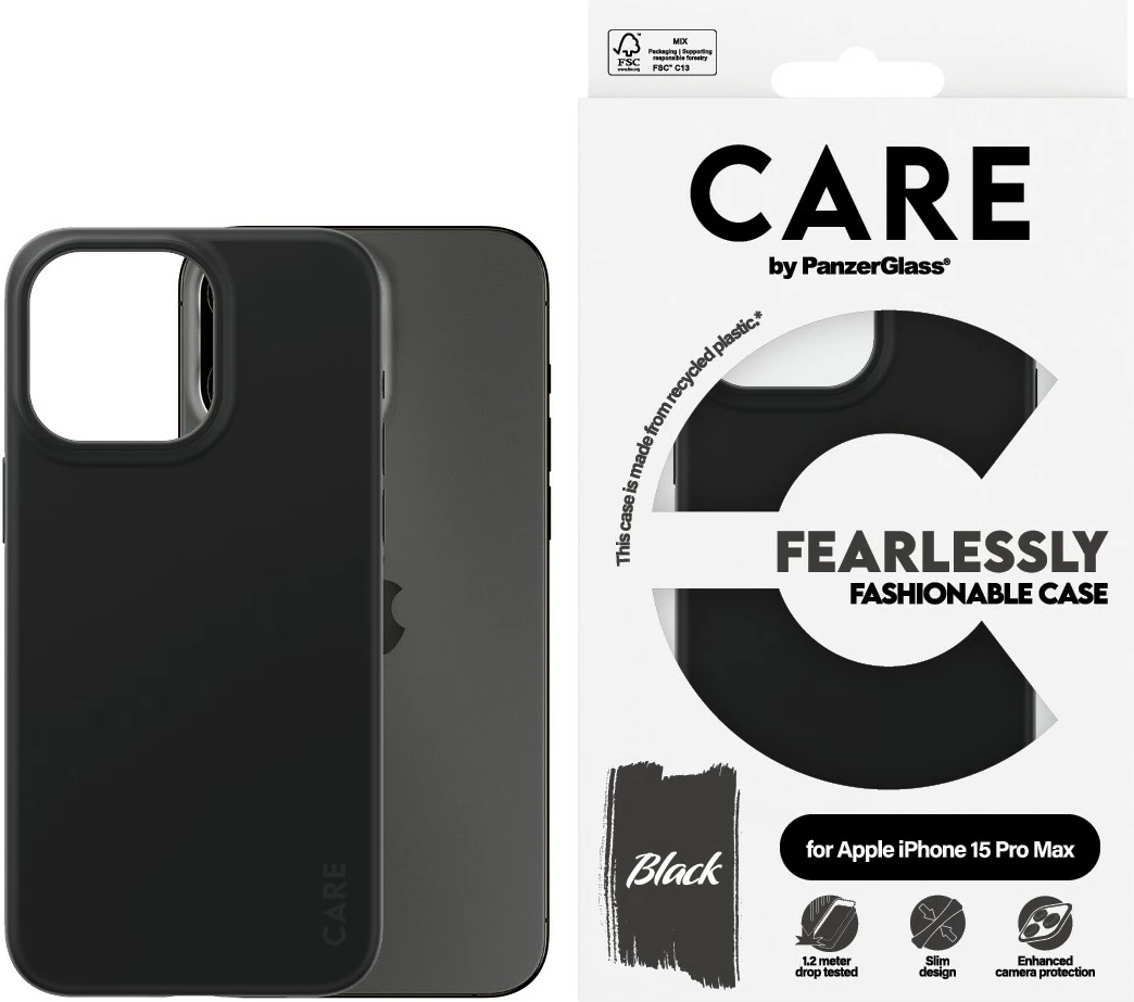 Mbështjellës PanzerGlass CARE Case, iPhone 15 Pro Max, i zi