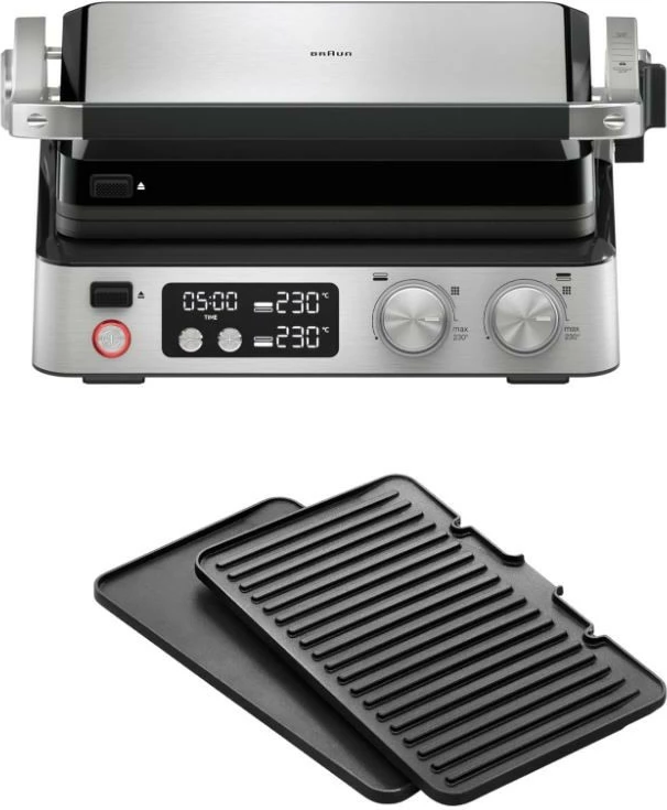 Grill elektrik Braun MultiGrill 7 CG7040, 2000W, zi/argjendtë