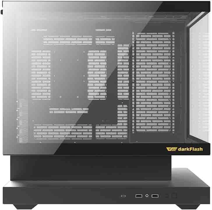 Kasë, Darkflash F1, midi tower M-ATX/ITX, panel xhami i kalitur, 6 ventilatorë ARGB, e zezë, set