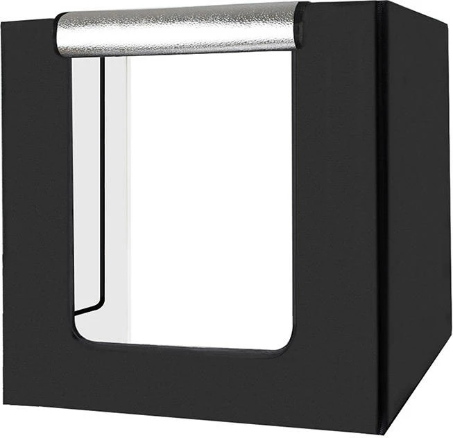 Tendë fotografike pa hije Puluz PU5080EU, 80x80x80cm, 156 LED, 8500 lumens, 5500K, me sfonda dhe çantë, e zezë