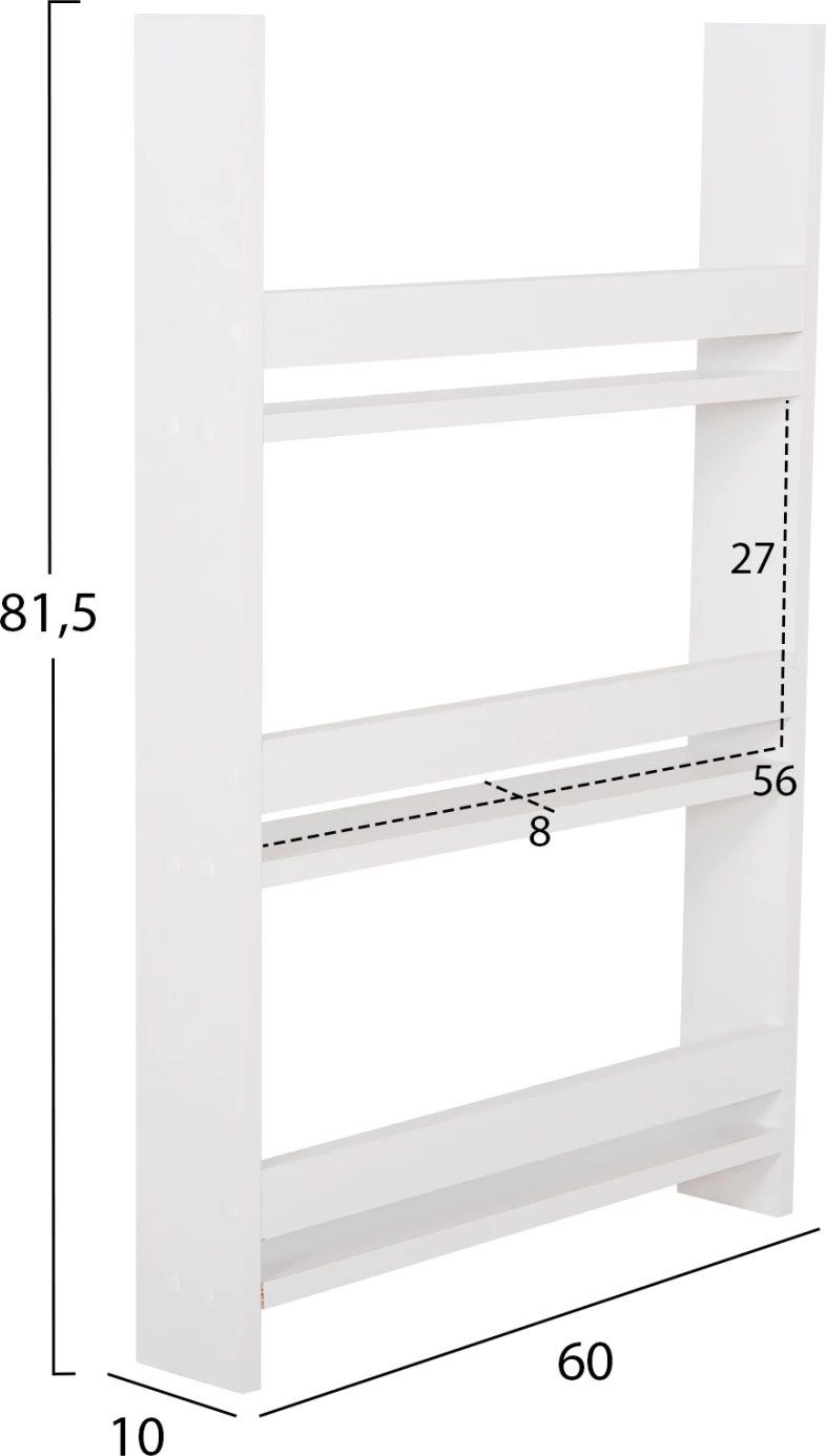 Raft muri SANI FH18223.01 melaminë, ngjyrë bardhë, 60x10x90H cm (3 rafte)