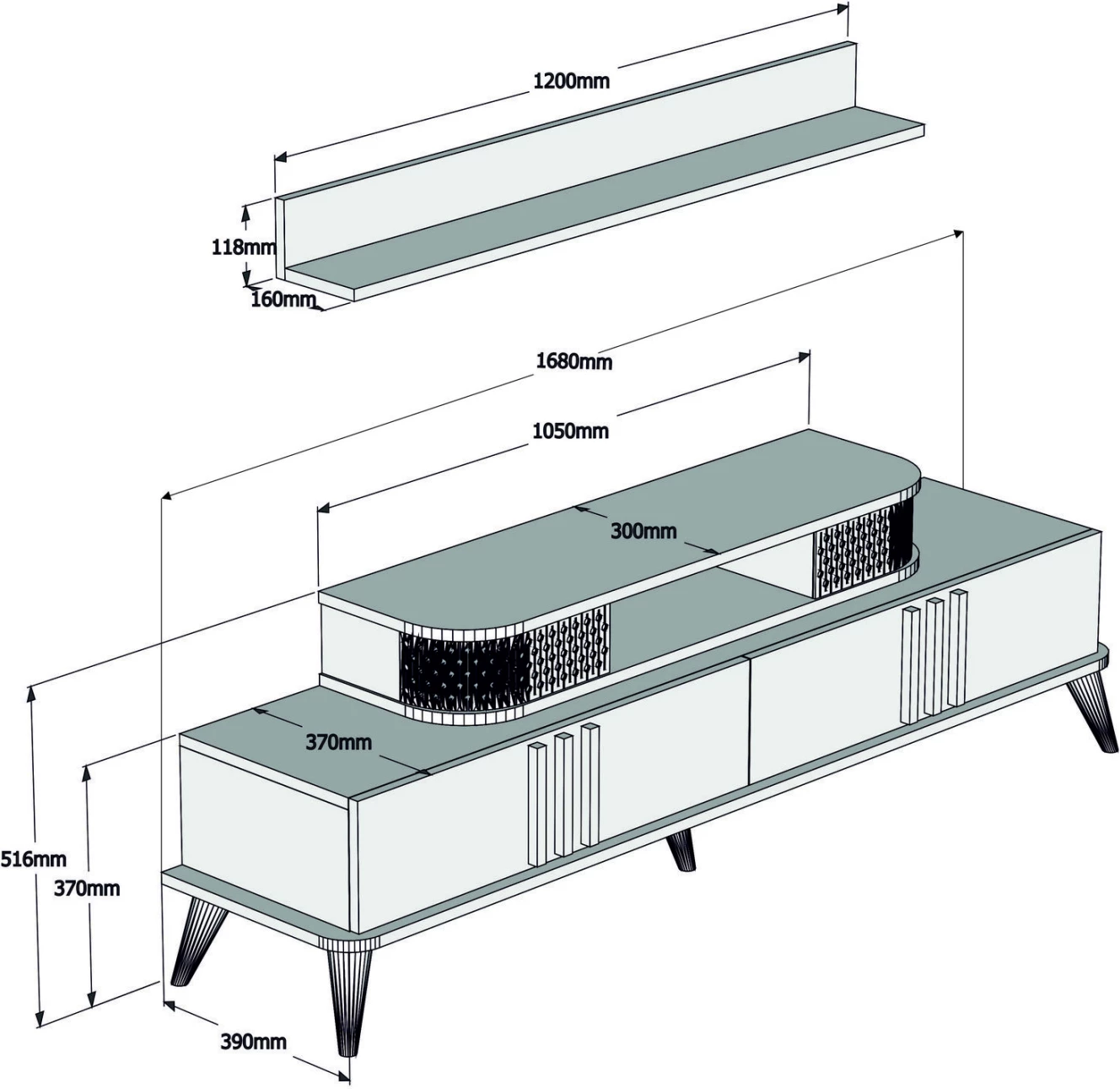 Kompozim dhome ndeje FH11848.03 2 copë, ngjyrë e bardhë dhe arre