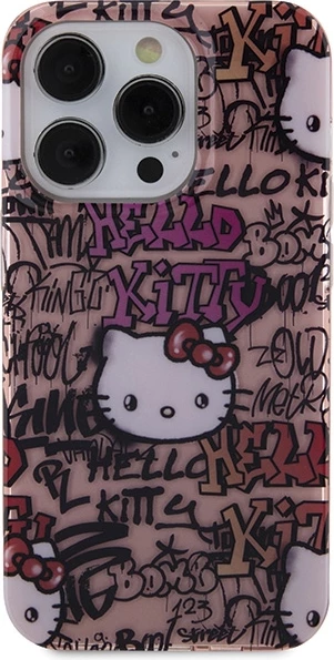 Mbështjellës Hello Kitty IML Tags Graffiti për iPhone 14 Pro, Rozë