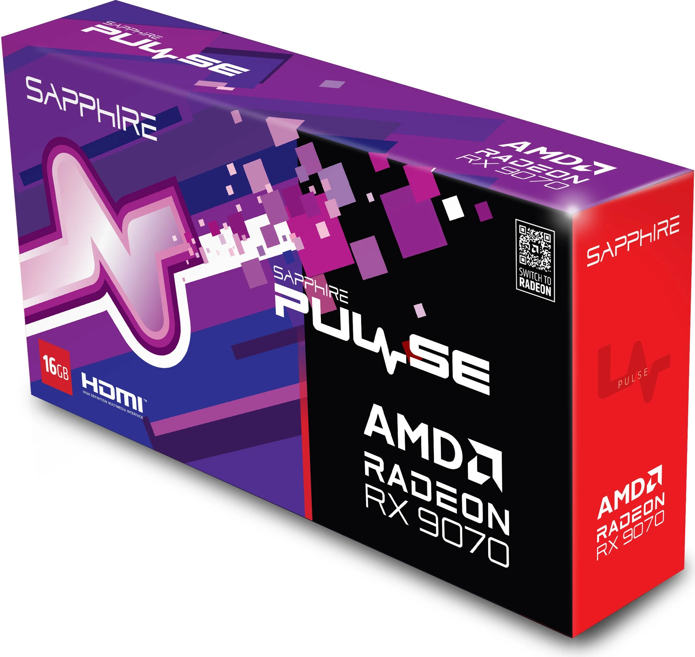 Kartelë grafike Sapphire PULSE Radeon RX 9070, 16 GB, GDDR6, PCI Express x16 5.0, e zezë