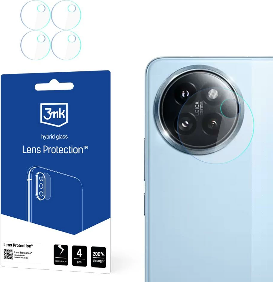 Mbrojtës xhami hibrid për kamerë, 3mk Protection, për Xiaomi 14, set 4 copë