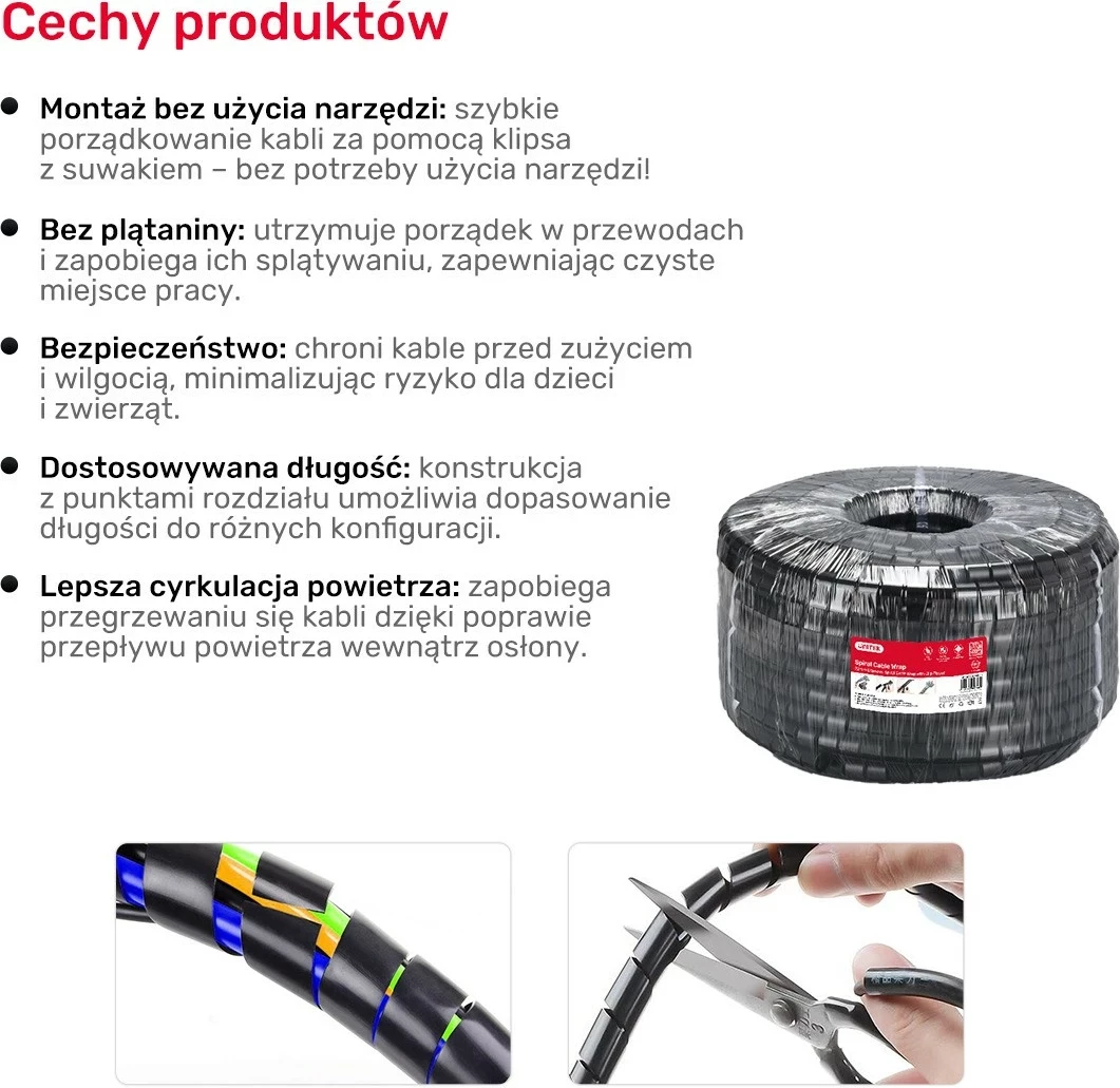 Organizer kabllash spiral Unitek, 5 metra, 22 mm, i zi