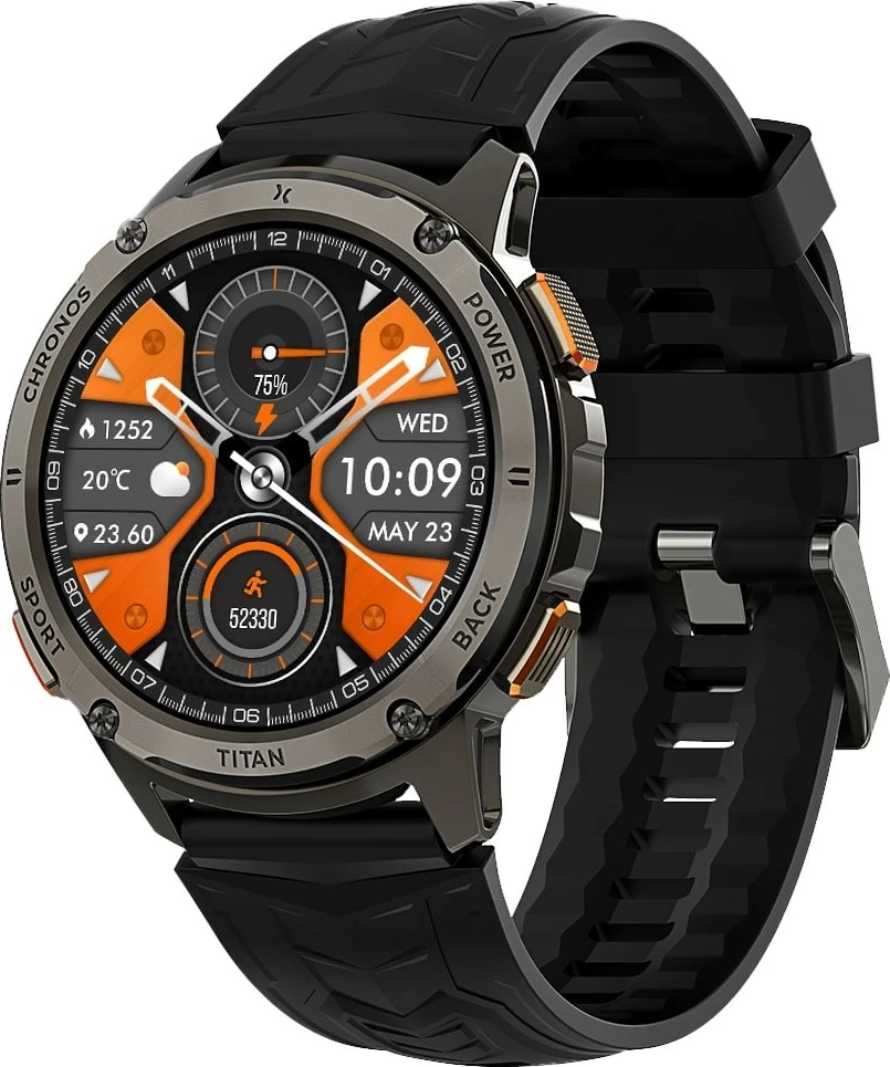 Smartwatch Maxcom FW110 Titan Chronos, 1.43'' AMOLED, 256 MB, 450 mAh, E zezë, set me 2 rripa