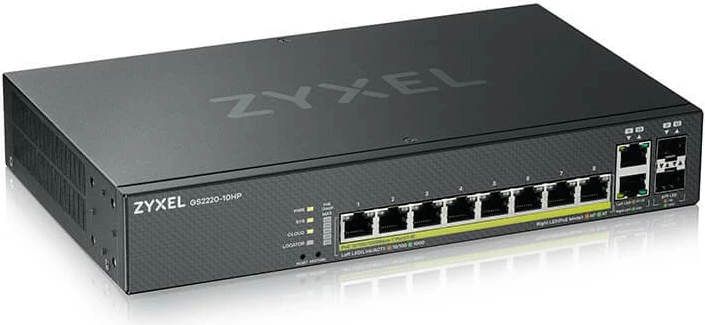 Switch i menaxhuar Zyxel GS2220-10HP, 8xGbE, PoE, 1 vit NCC Pro Pack, i zi