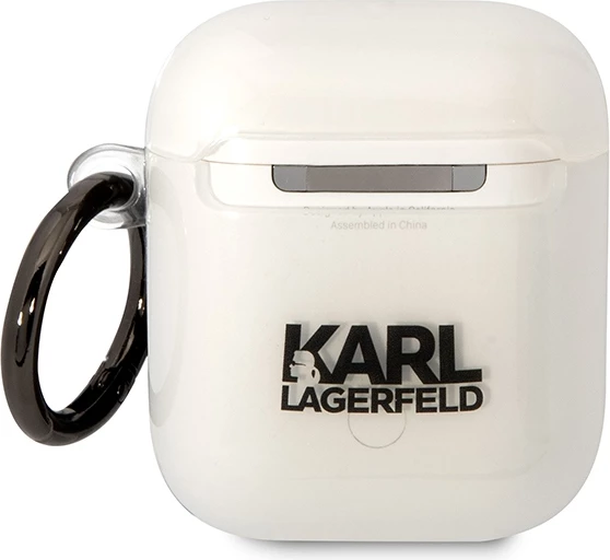 Mbështjellës Karl Lagerfeld KLA2HNIKTCT për AirPods 1/2, transparent, me unazë